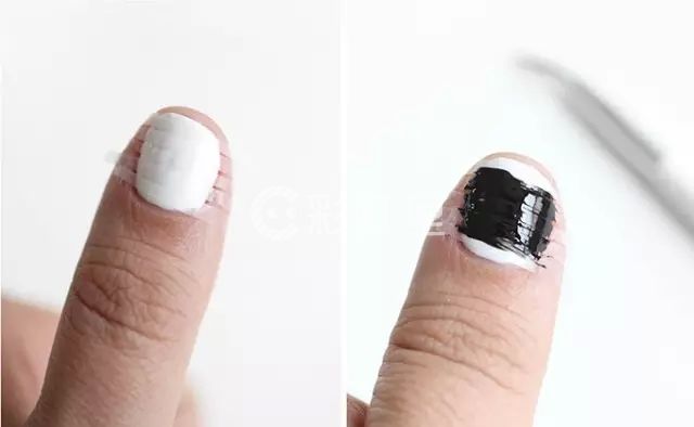 海军风美甲 显手白条纹美甲教程