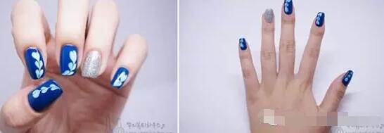 宝蓝色美甲款式 美甲拉花教程