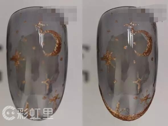 灰色星星美甲 美甲手绘教程