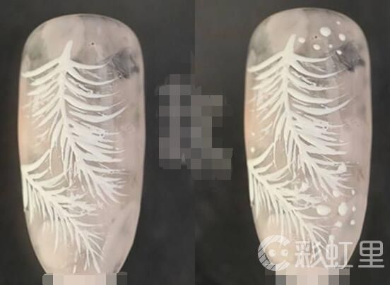 树叶桃形美甲 简约树叶美甲教程
