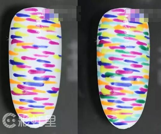 彩色美甲图片 乱色美甲教程