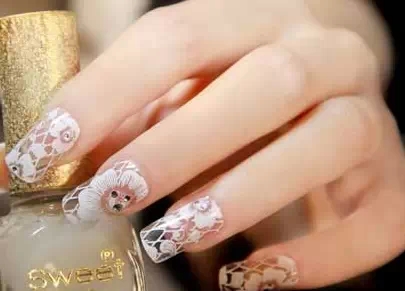 韩国法式新娘美甲 结婚新娘美甲图片