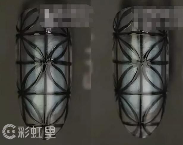 镂空款美甲 简约格子美甲教程