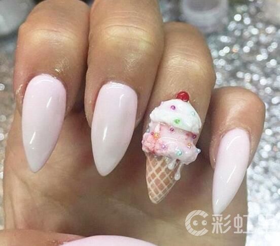 冰激凌美甲 冰淇淋色美甲图片