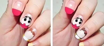蜡笔小新美甲图片 卡通美甲教程
