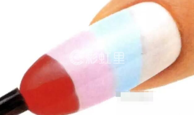 色块拼接美甲 镶钻美甲教程