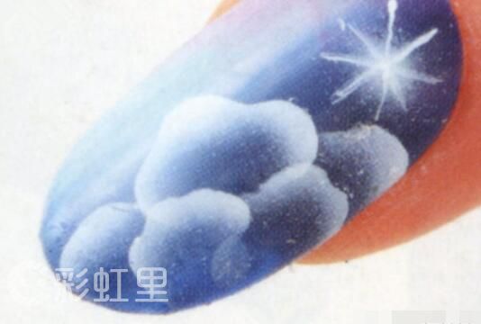 花朵美甲 夏季蓝色美甲教程