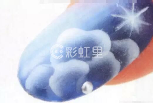 花朵美甲 夏季蓝色美甲教程