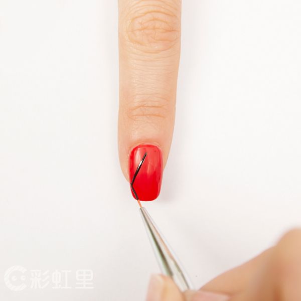 几何图形美甲 红色美甲教程