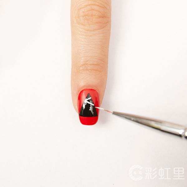 几何图形美甲 红色美甲教程
