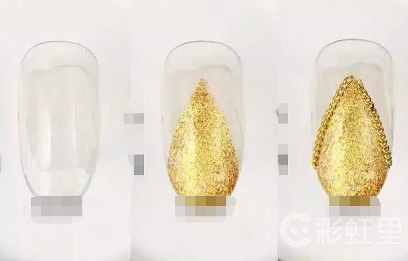 金色华丽美甲 法式美甲教程