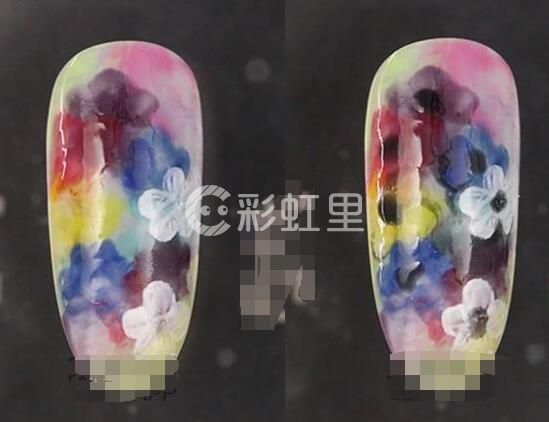 晕染花美甲 小碎花美甲教程