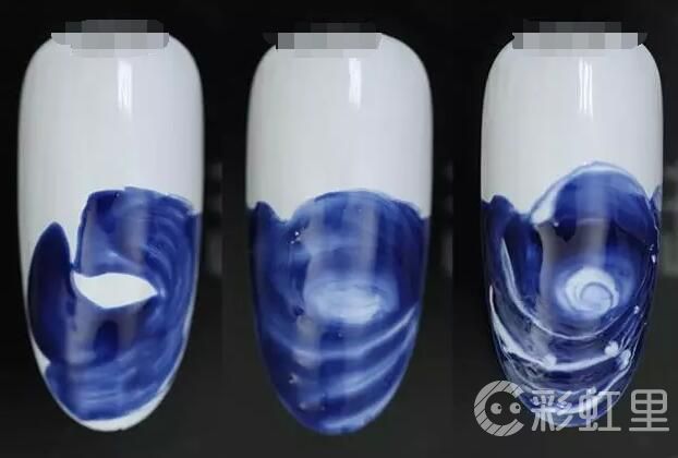 晕染花美甲 美甲玫瑰花画法