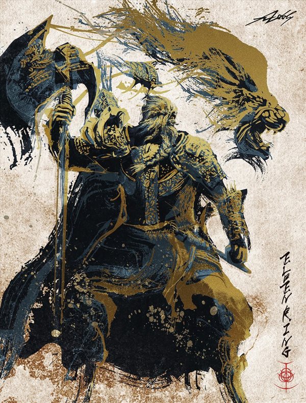 《艾尔登法环》水墨风同人作画 别具一格，气势磅礴
