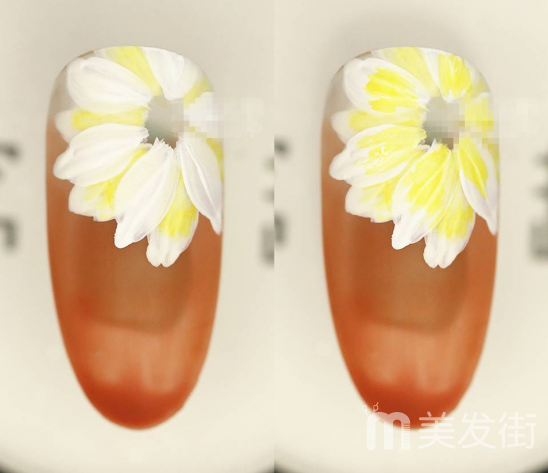 晕染美甲教程 多层晕染彩绘花朵美甲画法