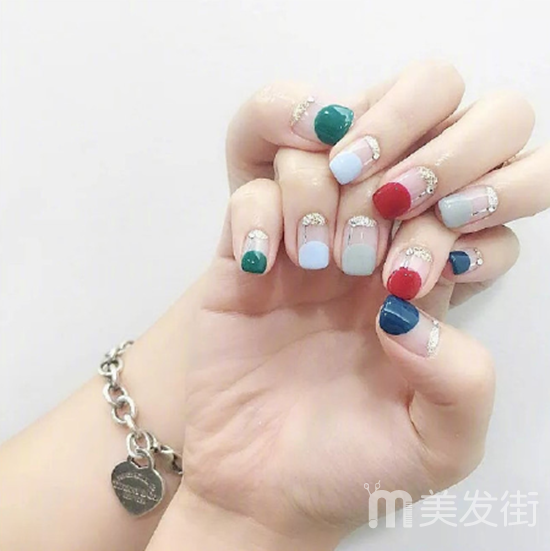 夏天清新跳色美甲 美甲跳色款式图夏天