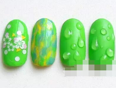 绿色系美甲怎么做好看  立体水珠美甲教程