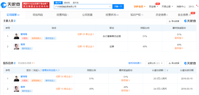 薇娅持股贸易公司经营异常 丈夫为法定代表人