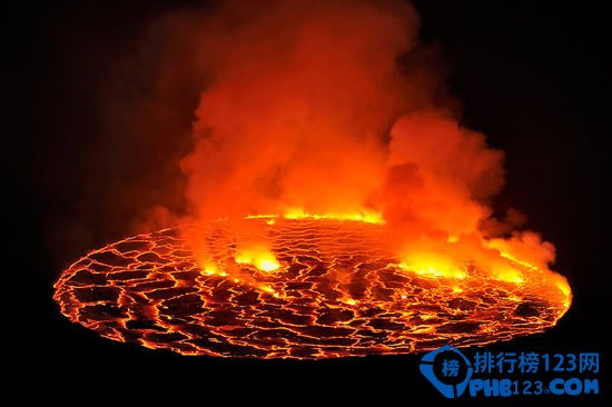 世界上最大的熔岩湖：尼拉贡戈火山坑