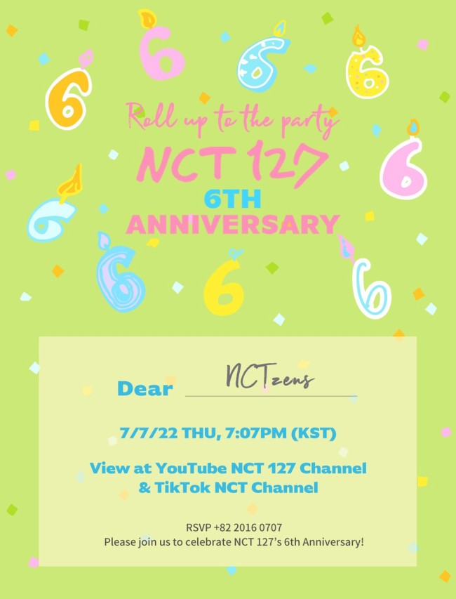 NCT 127将举行出道6周年特别纪念直播