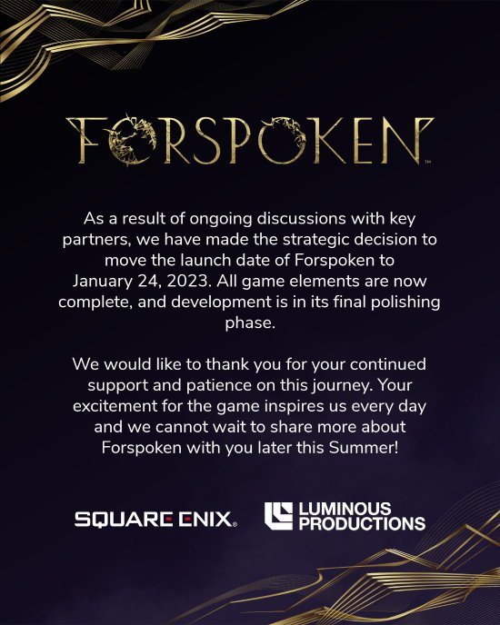 SE《Forspoken》 延期至明年1月 夏季公布更多消息