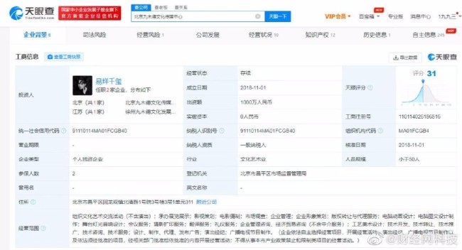 易烊千玺个人独资企业申请注销 刚考上国家话剧院