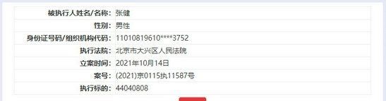 张若昀父亲张健被限制高消费 被执行总额近2.9亿