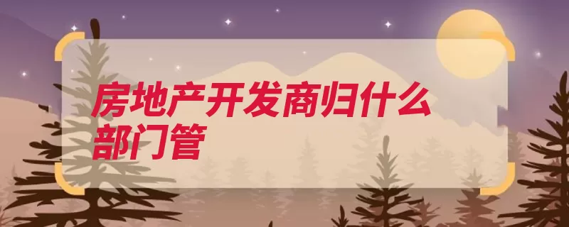 房地产开发商归什么部门管（保证书房地产开发）