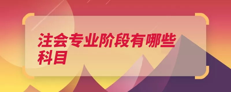 注会专业阶段有哪些科目（税法搭配会计科目）