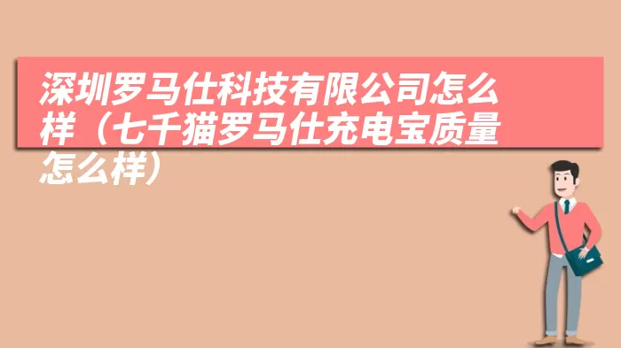 深圳罗马仕科技有限公司怎么样(七千猫罗马仕充电宝质量怎么样)