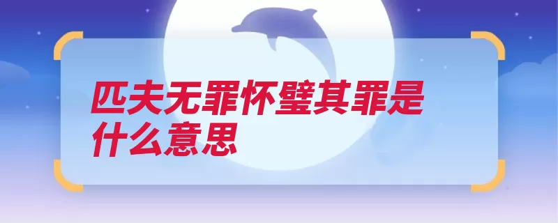 匹夫无罪怀璧其罪是什么意思（匹夫无罪公出怀璧）