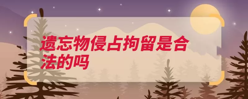 遗忘物侵占拘留是合法的吗（侵占遗忘罚金侵占）