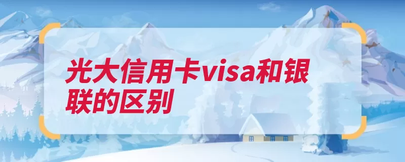 光大信用卡visa和银联的区别（银联信用卡刷卡卡）