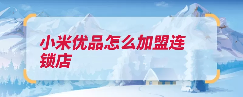 小米优品怎么加盟连锁店（点击小米提交数据）