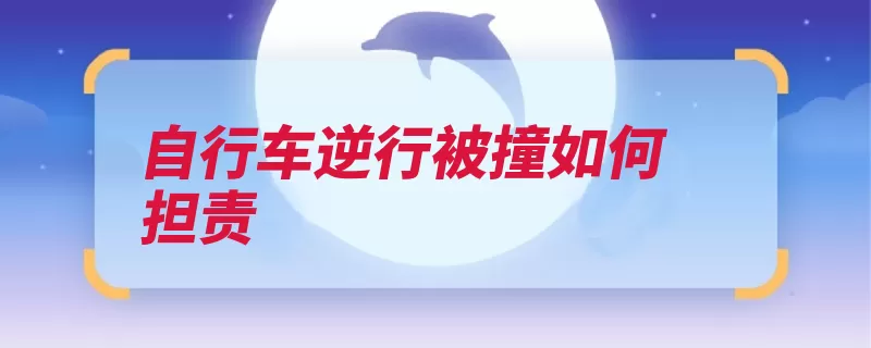自行车逆行被撞如何担责（机动车过错驾驶人）