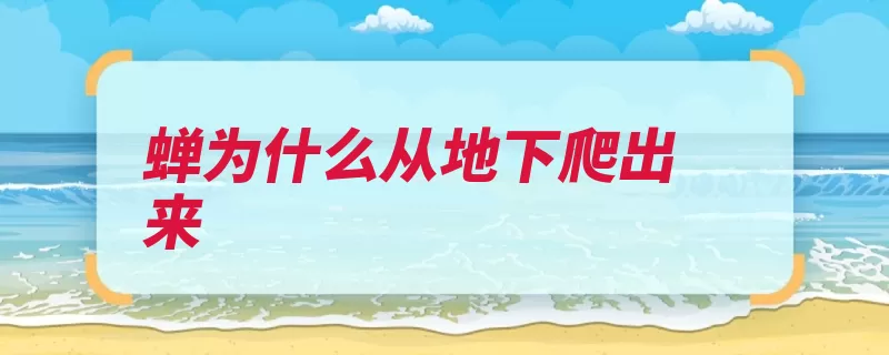 蝉为什么从地下爬出来（幼虫羽化爬出土中）