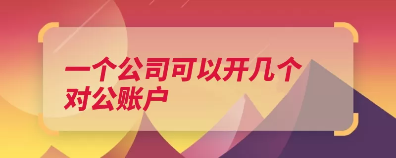 一个公司可以开几个对公账户（账户开立存款办理）