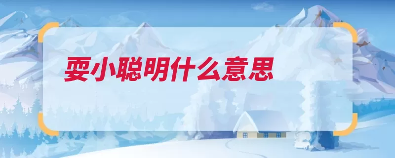 耍小聪明什么意思（小聪明的人聪明大）