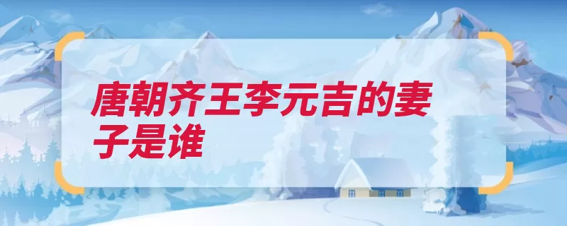唐朝齐王李元吉的妻子是谁（杨氏太宗贞观李元）