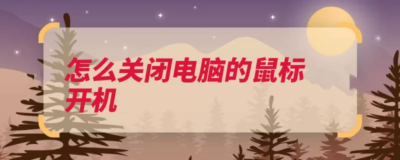 怎么关闭电脑的鼠标开机（电源选项卡属性监）