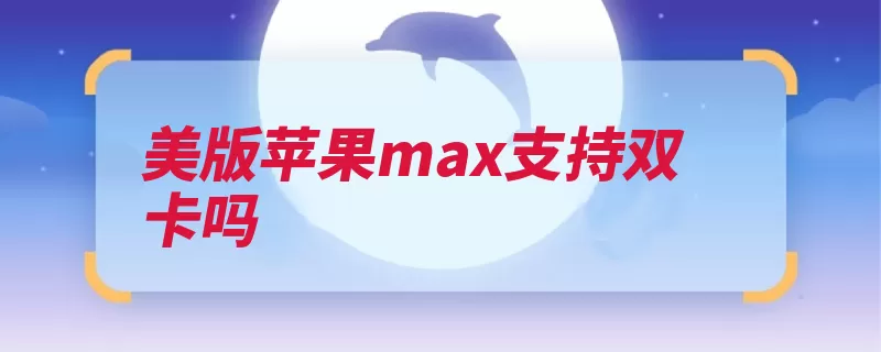 美版苹果max支持双卡吗（苹果公司美国加利）