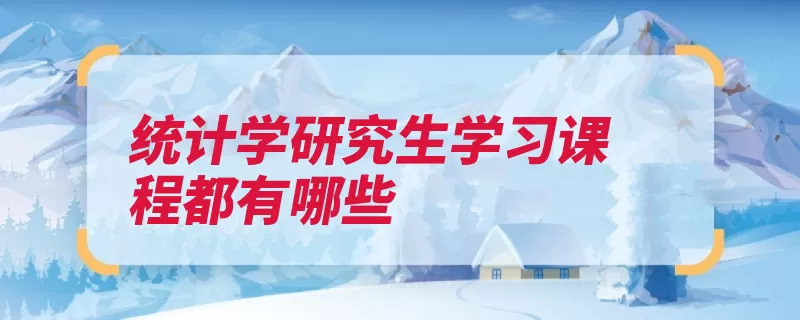 统计学研究生学习课程都有哪些（统计学经济学基础）