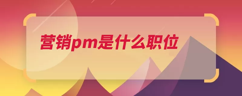 营销pm是什么职位（产品项目经理经理）