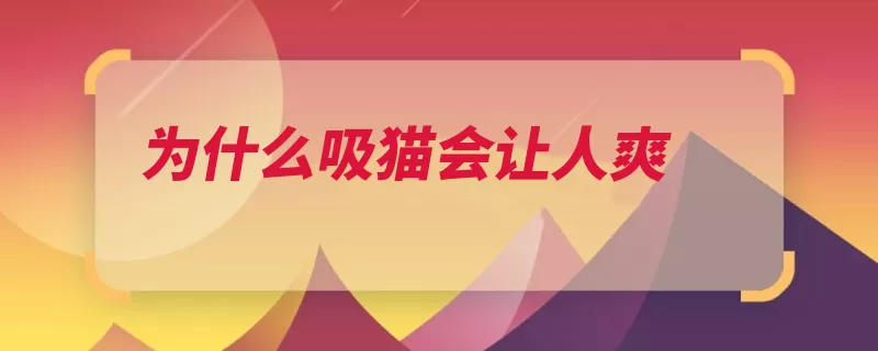 为什么吸猫会让人爽（人类触发治愈引发）