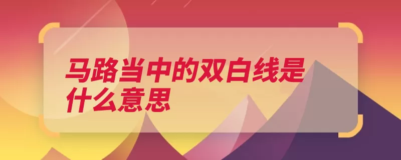 马路当中的双白线是什么意思（车道实线路段设于）