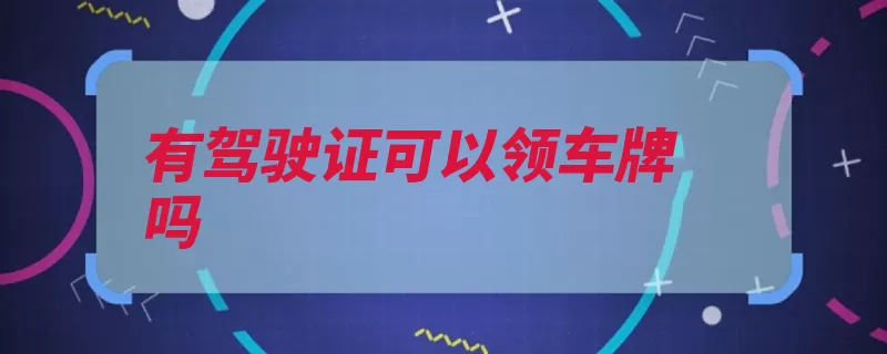 有驾驶证可以领车牌吗（车牌车子登记车辆）