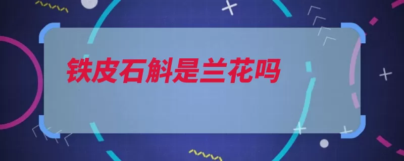 铁皮石斛是兰花吗（石斛铁皮兰科药名）