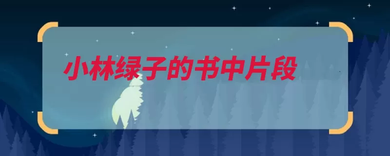 小林绿子的书中片段（时而见过向我站起）