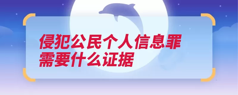 侵犯公民个人信息罪需要什么证据（信息个人信息公民）