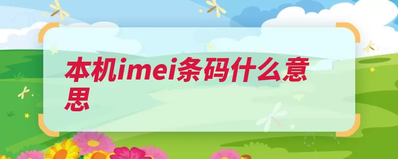 本机imei条码什么意思（手机识别码序列号）